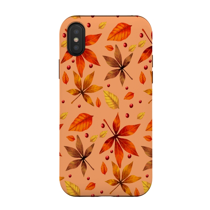 iPhone Xs / X StrongFit metallic autumn fall leaves by MALLIKA