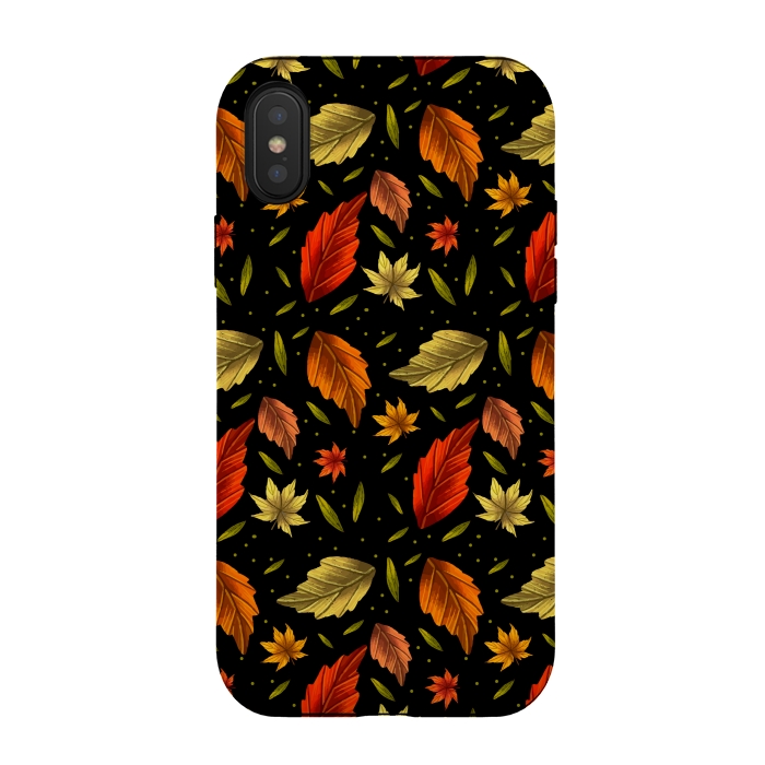 iPhone Xs / X StrongFit METALLIC AUTUMN LEAVES PATTERN by MALLIKA