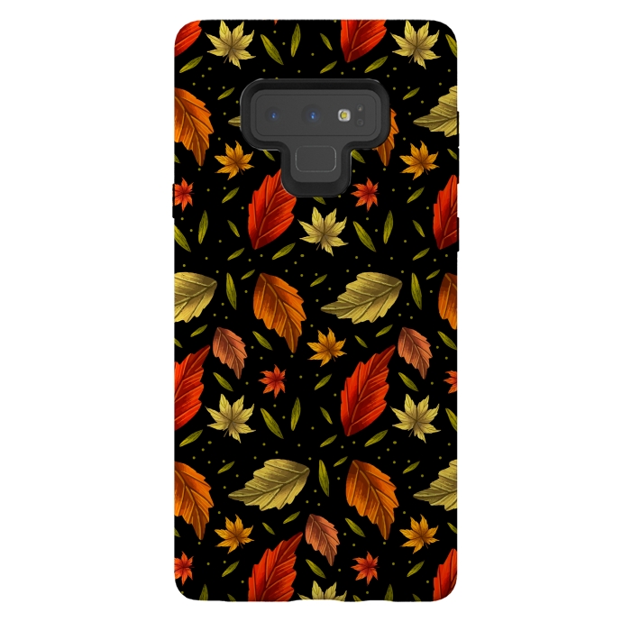 Galaxy Note 9 StrongFit METALLIC AUTUMN LEAVES PATTERN by MALLIKA