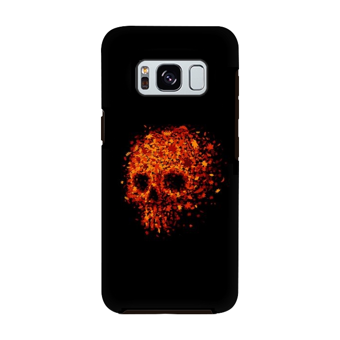 Galaxy S8 StrongFit Autumn Skull - Fall Leaves by Vó Maria