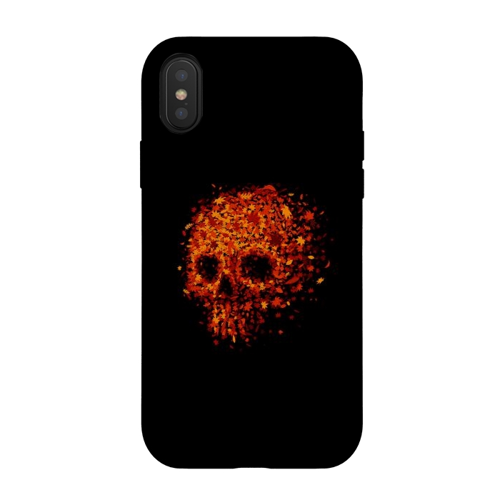 iPhone Xs / X StrongFit Autumn Skull - Fall Leaves by Vó Maria