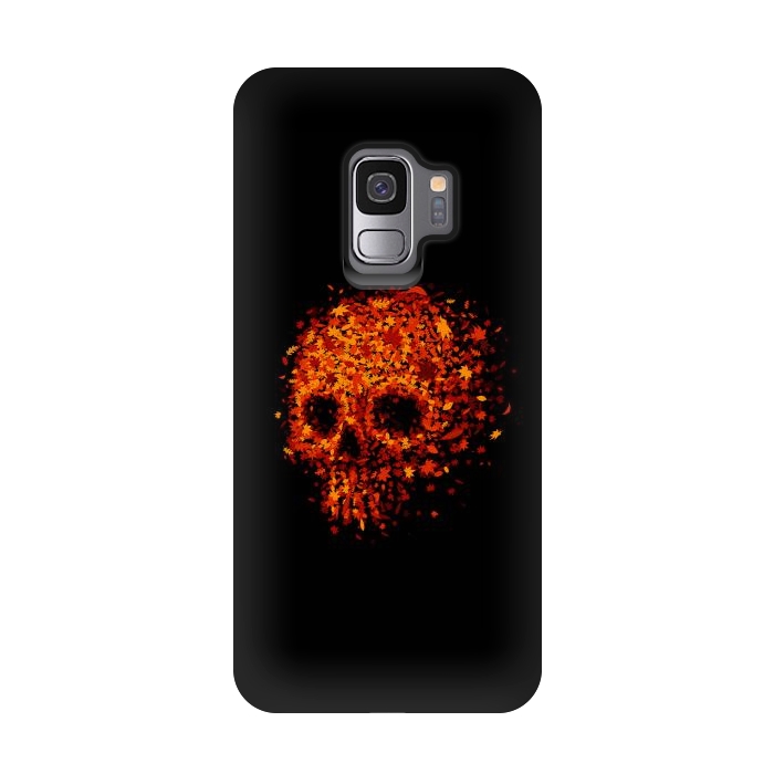 Galaxy S9 StrongFit Autumn Skull - Fall Leaves by Vó Maria