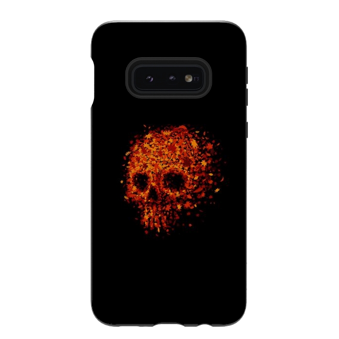 Galaxy S10e StrongFit Autumn Skull - Fall Leaves by Vó Maria