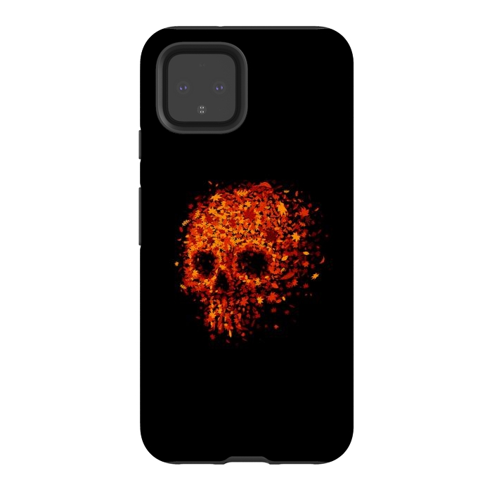 Pixel 4 StrongFit Autumn Skull - Fall Leaves by Vó Maria
