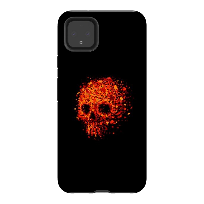 Pixel 4XL StrongFit Autumn Skull - Fall Leaves by Vó Maria