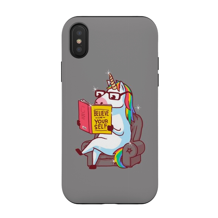 iPhone Xs / X StrongFit Unicorn Believe Yourself Self Affirmation Book by Vó Maria