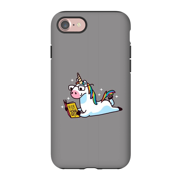 iPhone 7 StrongFit Unicorn Reading Book Believe in Yourself Floor by Vó Maria