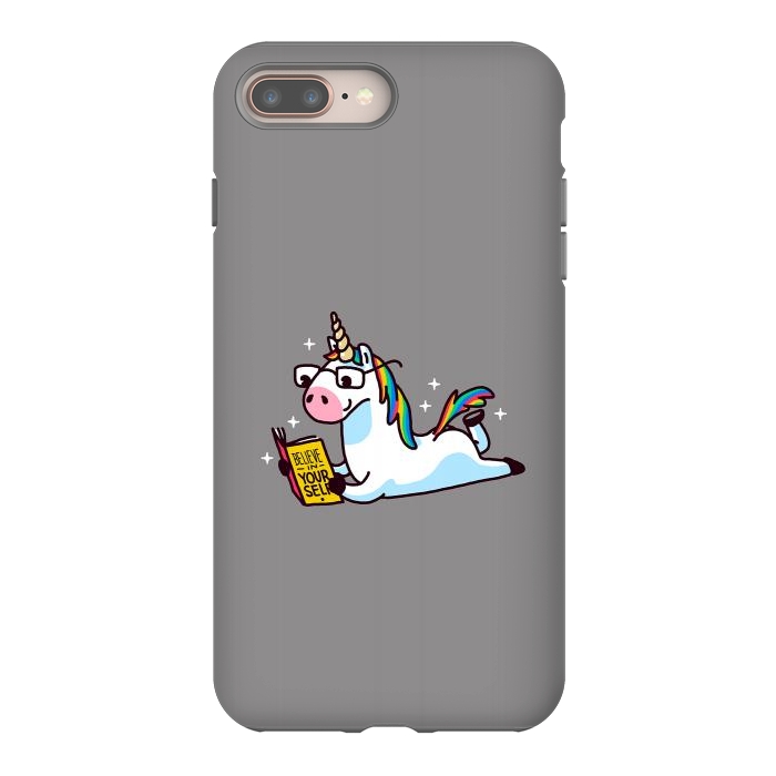 iPhone 7 plus StrongFit Unicorn Reading Book Believe in Yourself Floor by Vó Maria