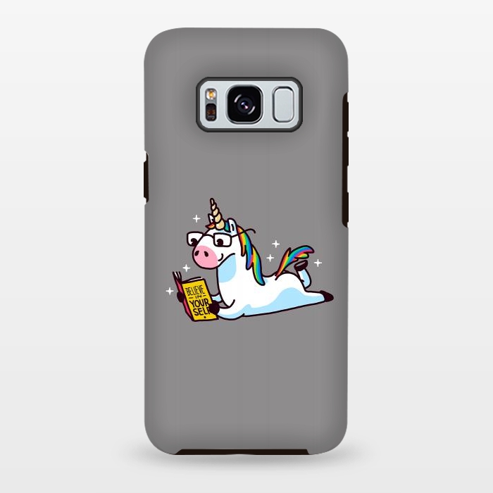 Galaxy S8 plus StrongFit Unicorn Reading Book Believe in Yourself Floor by Vó Maria