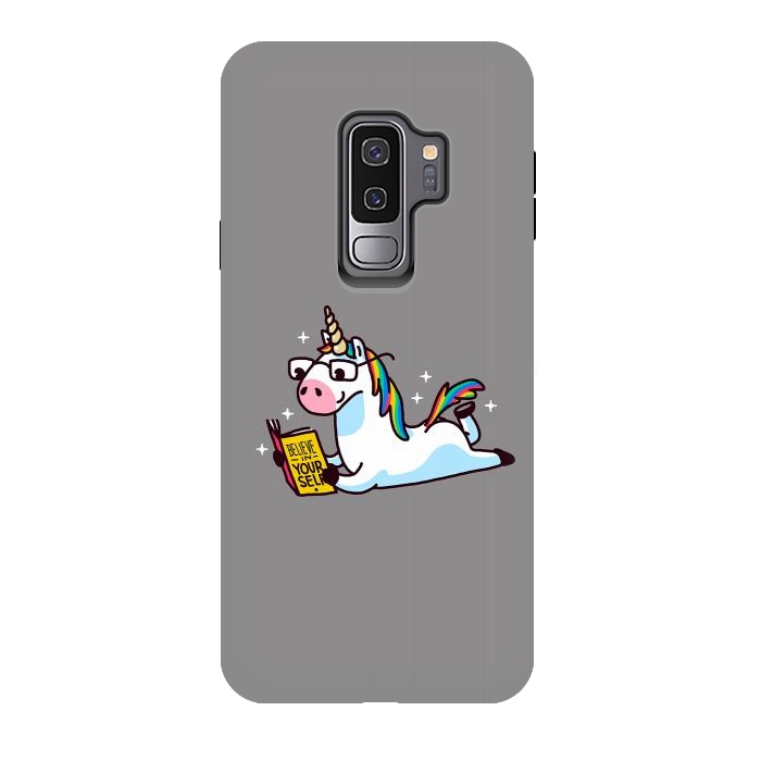 Galaxy S9 plus StrongFit Unicorn Reading Book Believe in Yourself Floor by Vó Maria