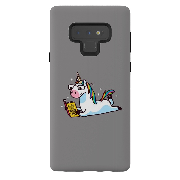 Galaxy Note 9 StrongFit Unicorn Reading Book Believe in Yourself Floor by Vó Maria