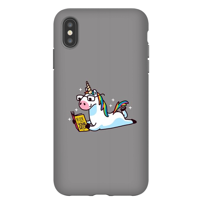 iPhone Xs Max StrongFit Unicorn Reading Book Believe in Yourself Floor by Vó Maria