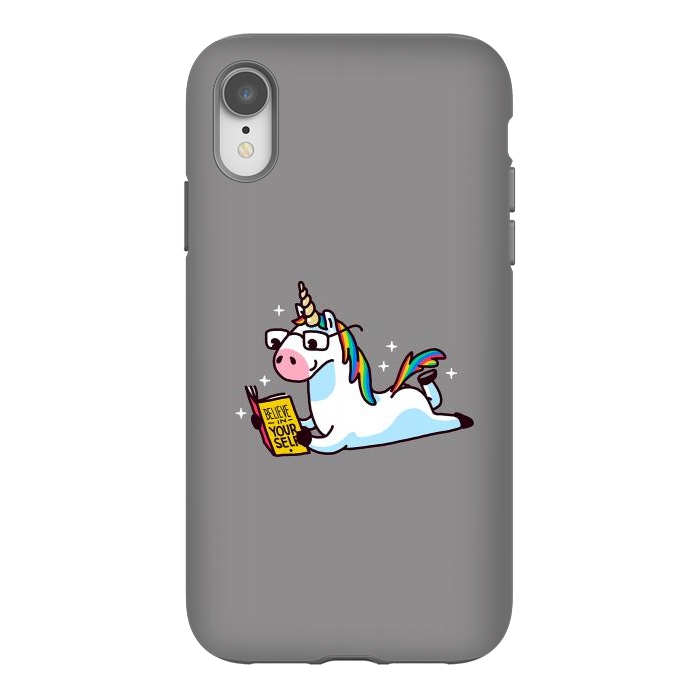 iPhone Xr StrongFit Unicorn Reading Book Believe in Yourself Floor by Vó Maria