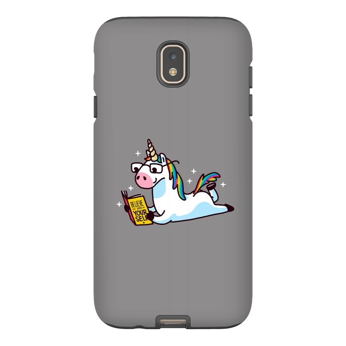 Galaxy J7 StrongFit Unicorn Reading Book Believe in Yourself Floor by Vó Maria