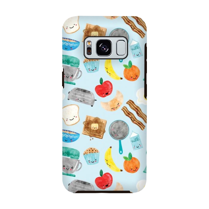 Galaxy S8 StrongFit Happy and Cute Breakfast Foods by Noonday Design