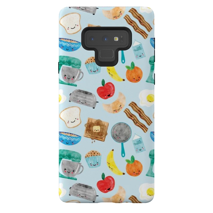 Galaxy Note 9 StrongFit Happy and Cute Breakfast Foods by Noonday Design