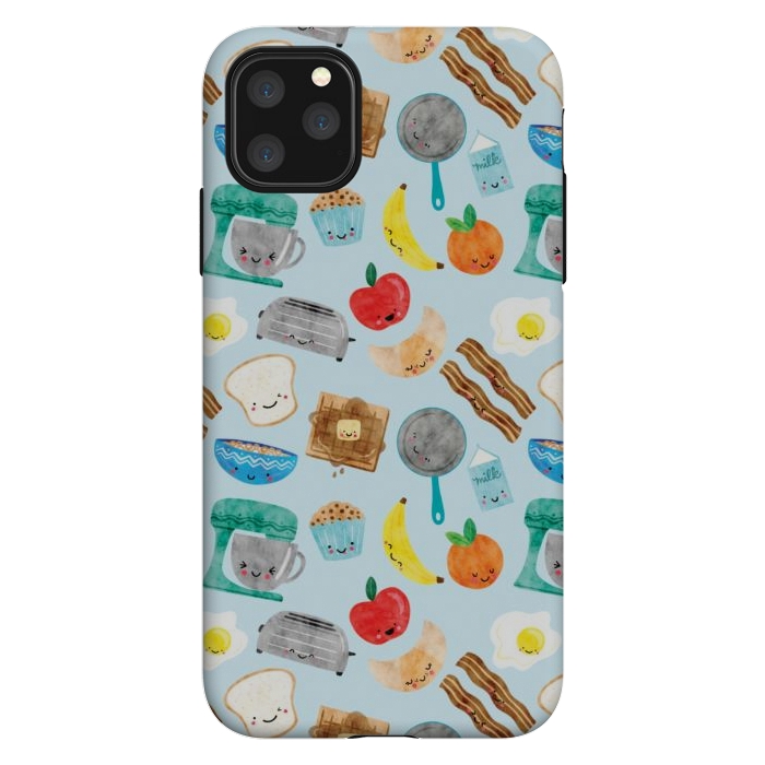 iPhone 11 Pro Max StrongFit Happy and Cute Breakfast Foods by Noonday Design