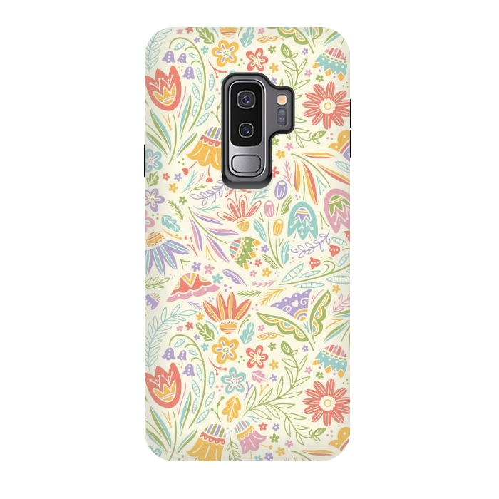 Galaxy S9 plus StrongFit Pretty Pastel Floral by Noonday Design