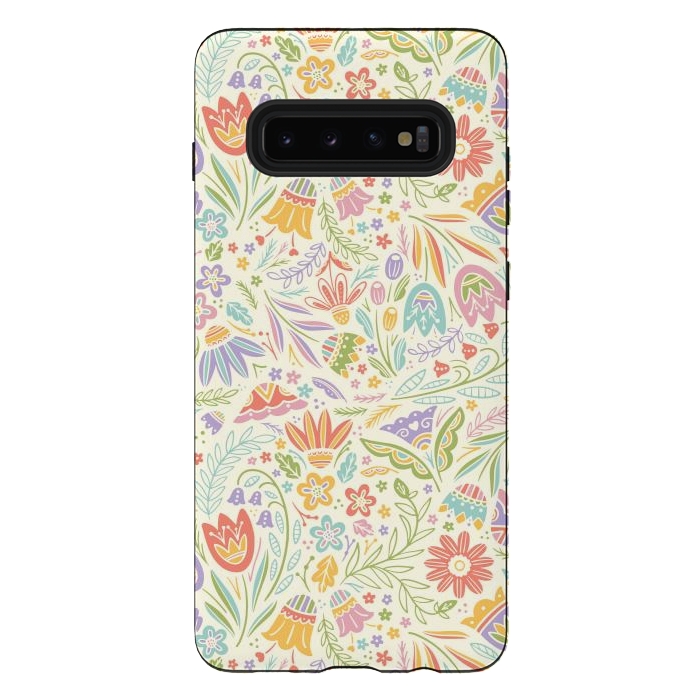 Galaxy S10 plus StrongFit Pretty Pastel Floral by Noonday Design