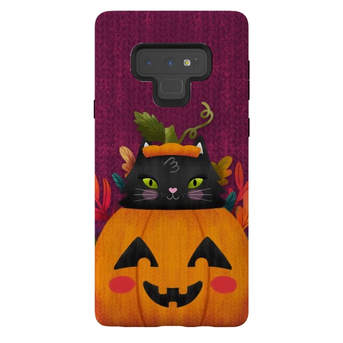 Galaxy Note 9 StrongFit Pumpkin Kitty Peekaboo by Noonday Design