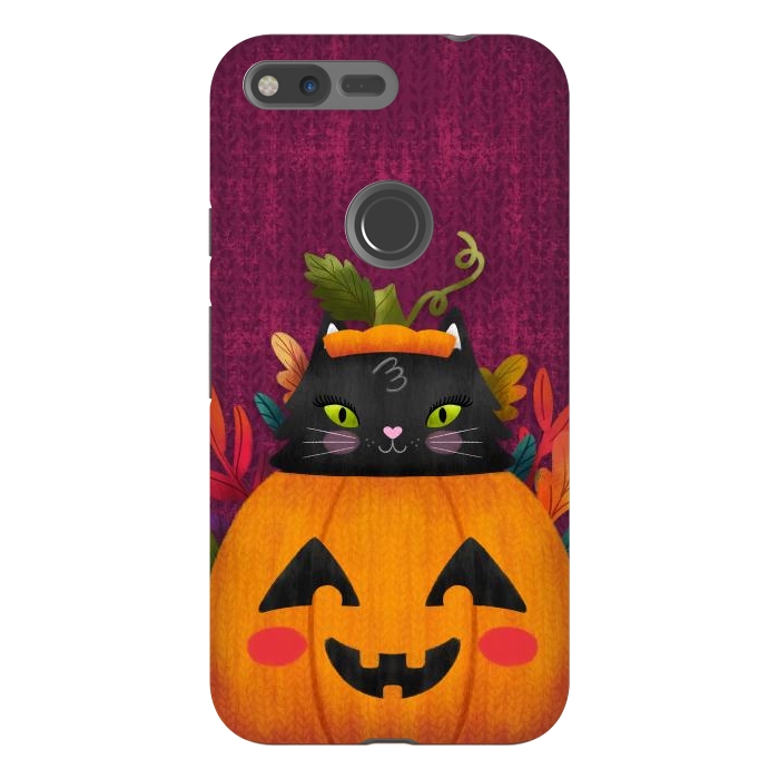 Pixel XL StrongFit Pumpkin Kitty Peekaboo by Noonday Design