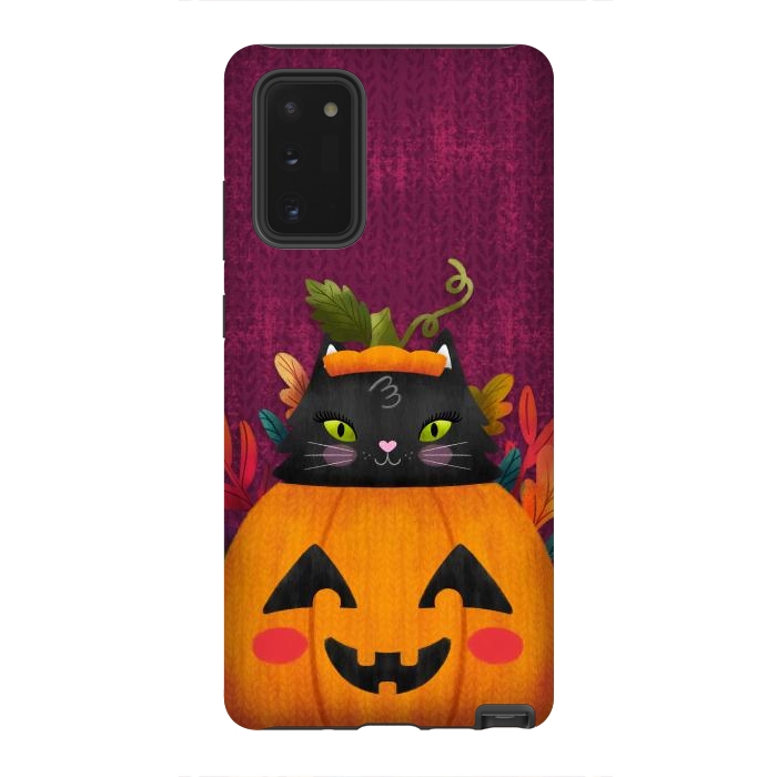 Galaxy Note 20 StrongFit Pumpkin Kitty Peekaboo by Noonday Design
