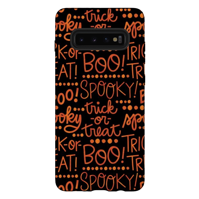 Galaxy S10 plus StrongFit Spooky Halloween Lettering by Noonday Design