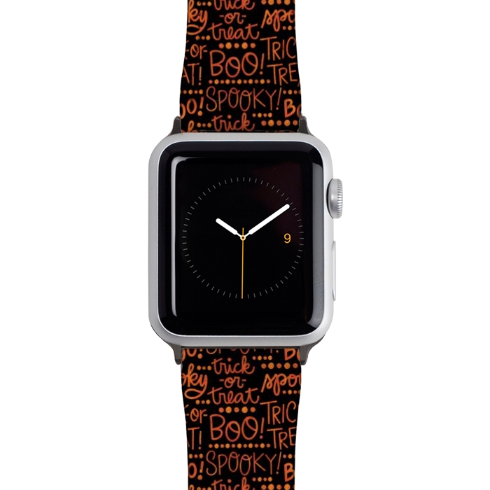 Watch 42mm / 44mm Strap PU leather Spooky Halloween Lettering by Noonday Design