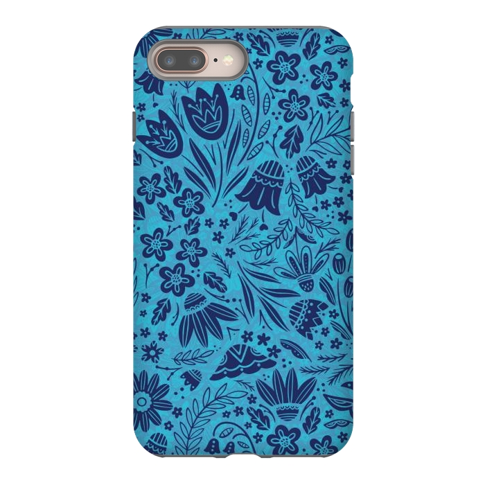 iPhone 8 plus StrongFit Dainty Blue Floral by Noonday Design