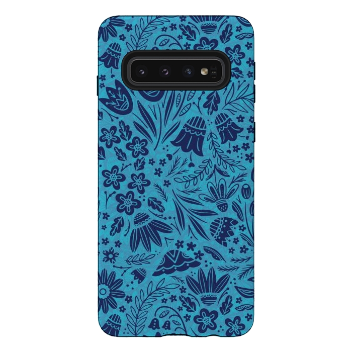 Galaxy S10 StrongFit Dainty Blue Floral by Noonday Design