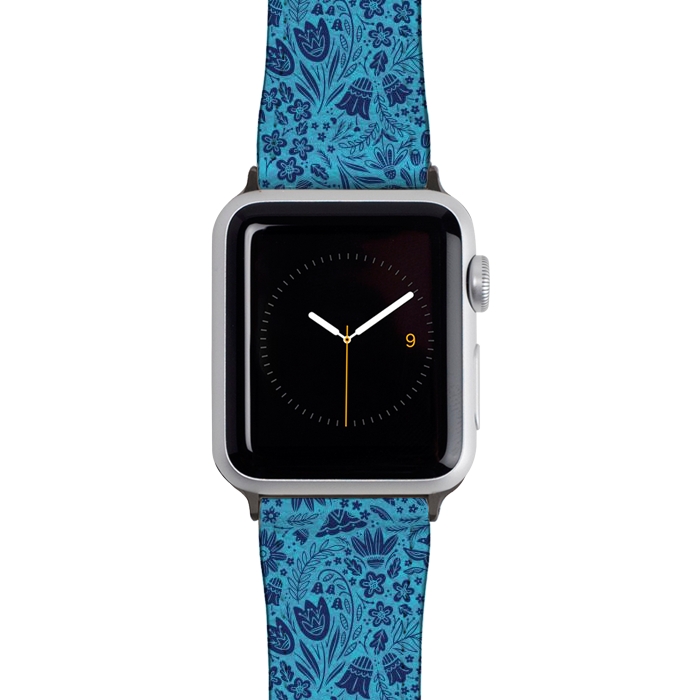 Watch 38mm / 40mm Strap PU leather Dainty Blue Floral by Noonday Design