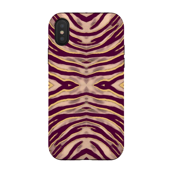iPhone Xs / X StrongFit Tan brown tiger stripes print by Oana 