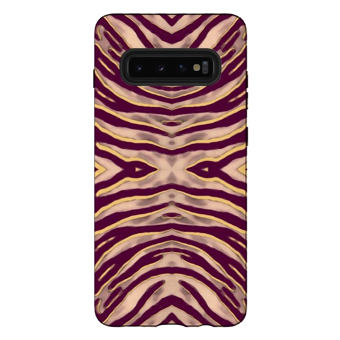 Galaxy S10 plus StrongFit Tan brown tiger stripes print by Oana 