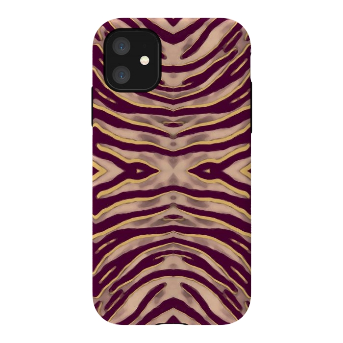 iPhone 11 StrongFit Tan brown tiger stripes print by Oana 