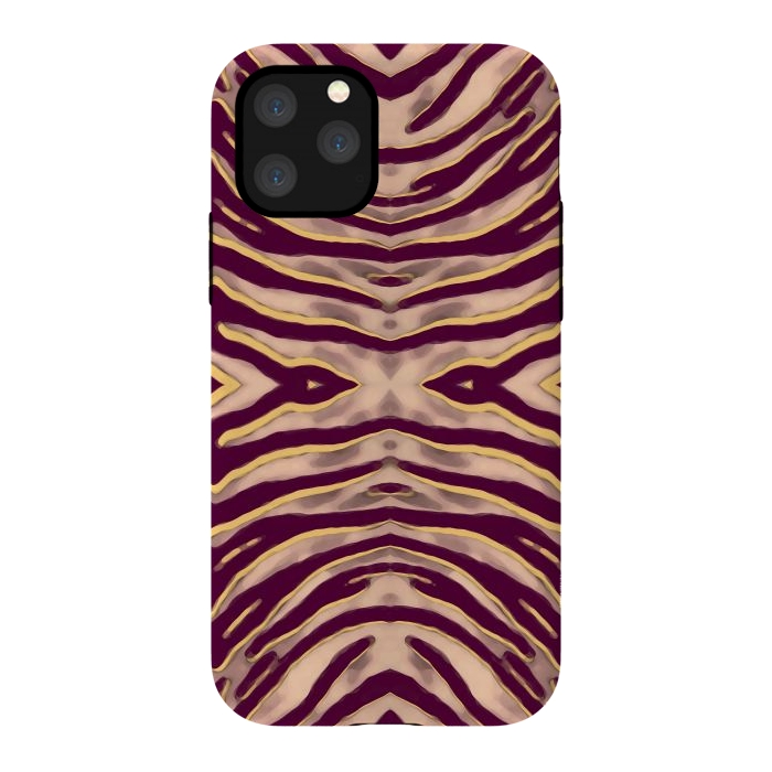 iPhone 11 Pro StrongFit Tan brown tiger stripes print by Oana 