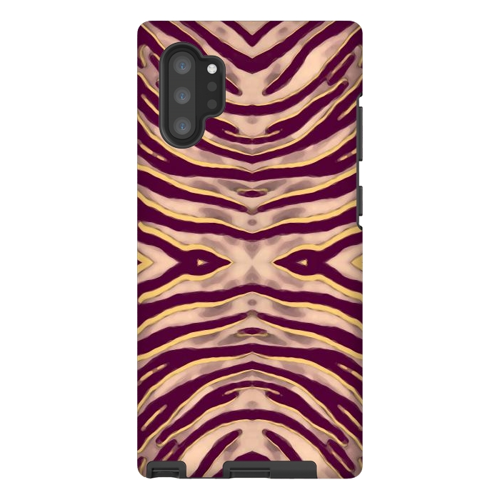 Galaxy Note 10 plus StrongFit Tan brown tiger stripes print by Oana 