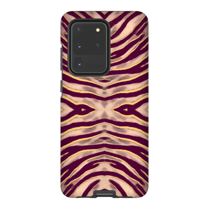 Galaxy S20 Ultra StrongFit Tan brown tiger stripes print by Oana 