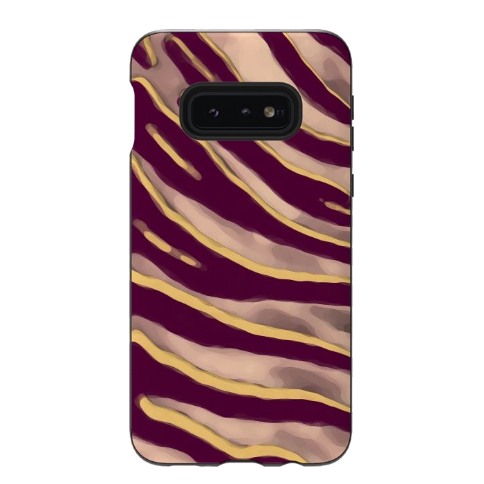 Galaxy S10e StrongFit Minimal tiger print stripes brown neutral by Oana 
