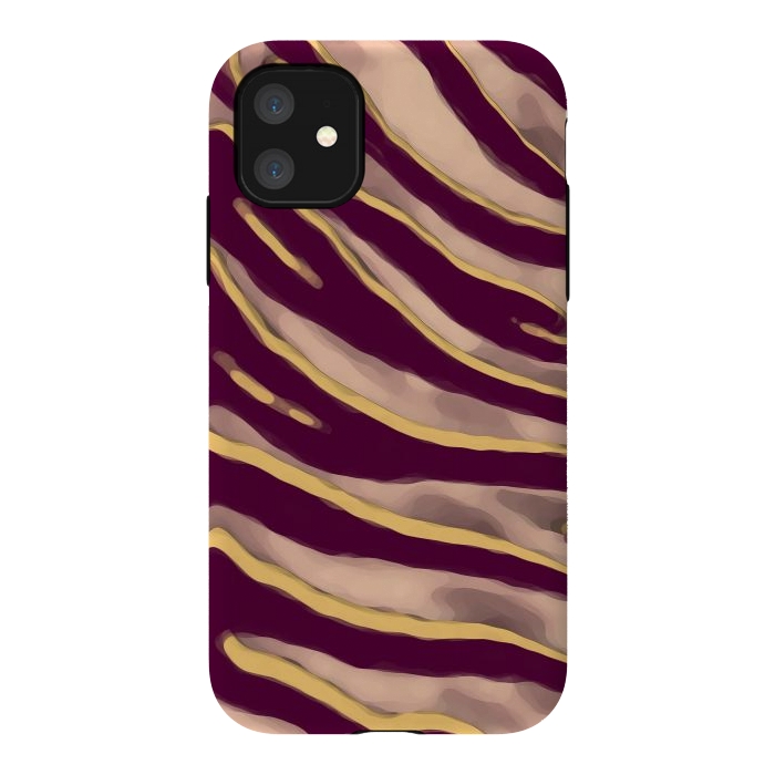iPhone 11 StrongFit Minimal tiger print stripes brown neutral by Oana 