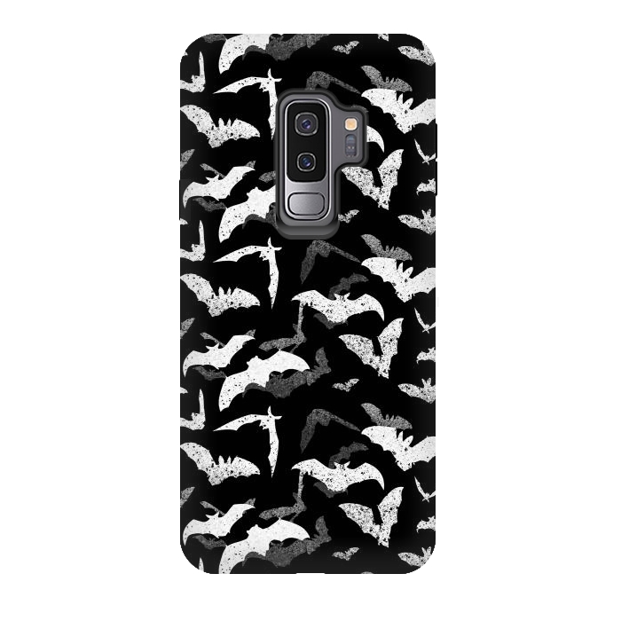 Galaxy S9 plus StrongFit Splattered flying bats Halloween pattern by Oana 