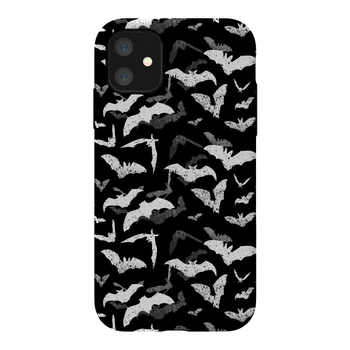iPhone 11 StrongFit Splattered flying bats Halloween pattern by Oana 