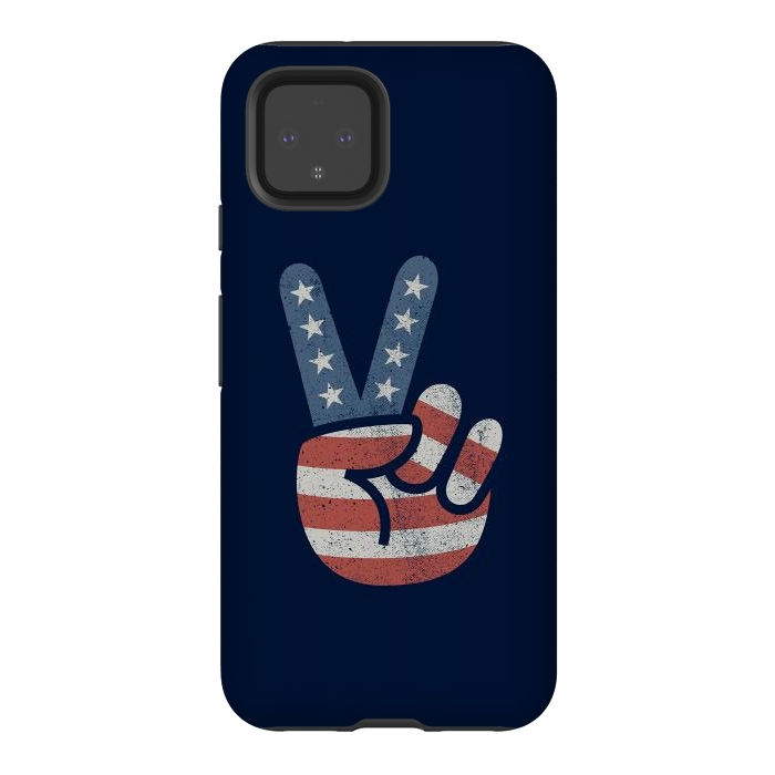 Pixel 4 StrongFit Peace Love Hand USA Flag Vintage Solid by Vó Maria