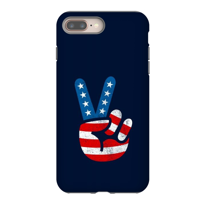 iPhone 7 plus StrongFit Peace Love Hand USA Flag Vintage Solid 2 by Vó Maria