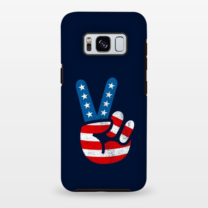Galaxy S8 plus StrongFit Peace Love Hand USA Flag Vintage Solid 2 by Vó Maria