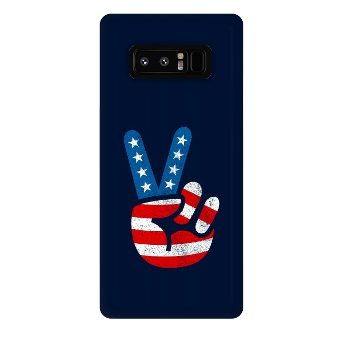Galaxy Note 8 StrongFit Peace Love Hand USA Flag Vintage Solid 2 by Vó Maria