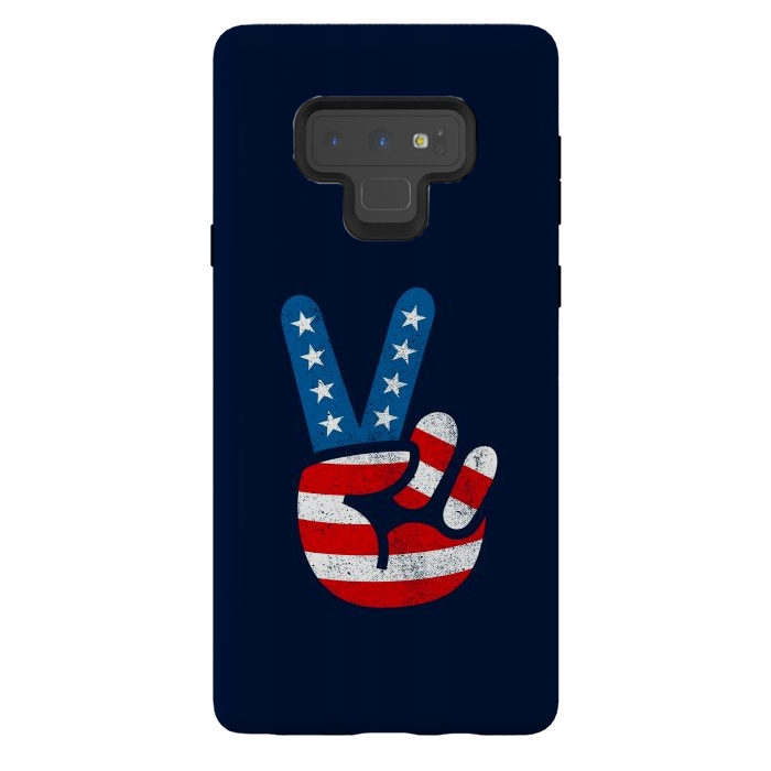 Galaxy Note 9 StrongFit Peace Love Hand USA Flag Vintage Solid 2 by Vó Maria