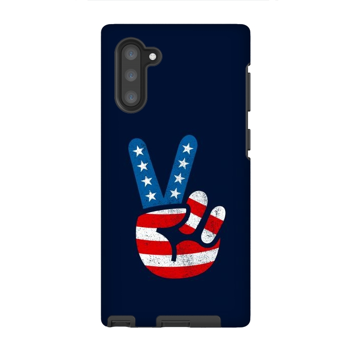 Galaxy Note 10 StrongFit Peace Love Hand USA Flag Vintage Solid 2 by Vó Maria