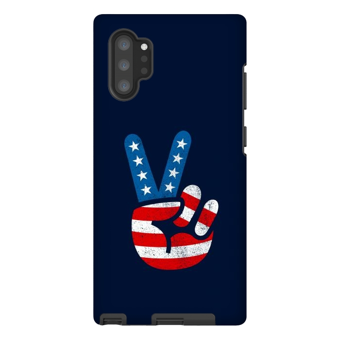 Galaxy Note 10 plus StrongFit Peace Love Hand USA Flag Vintage Solid 2 by Vó Maria