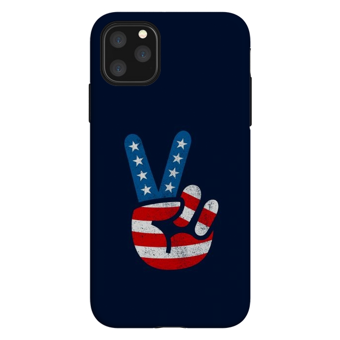 iPhone 11 Pro Max StrongFit Peace Love Hand USA Flag Vintage Solid 2 by Vó Maria