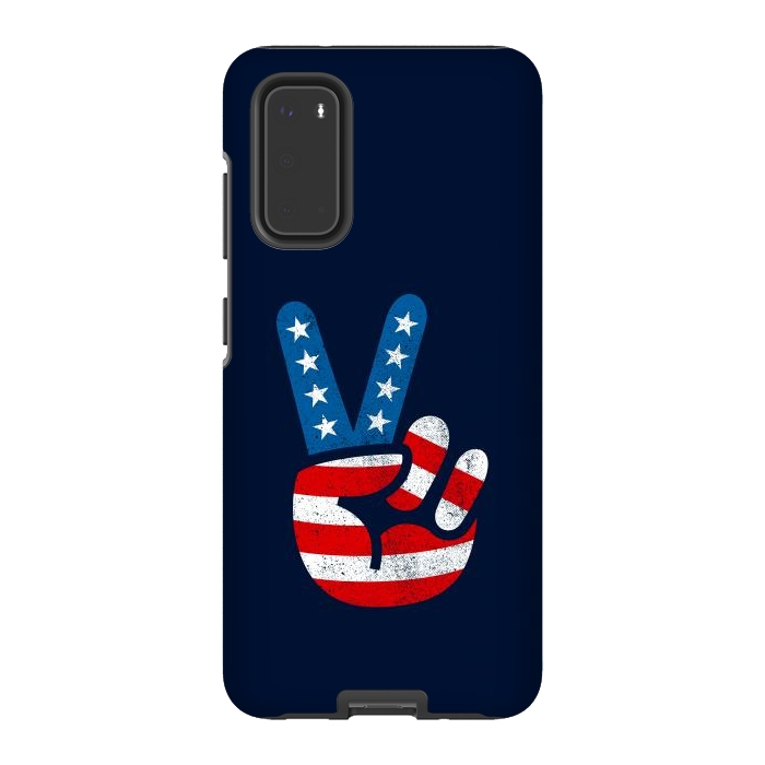 Galaxy S20 StrongFit Peace Love Hand USA Flag Vintage Solid 2 by Vó Maria